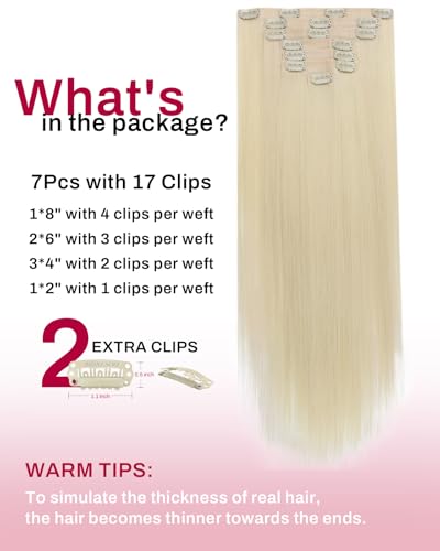 Image of Moresoo Blonde Clip in Hair Extensions, 22inch PU Weft, Real Human Hair | Seamless clip in hair extensions, light blonde, 120g 7pcs, for weddings and events, for elegant feminine styling