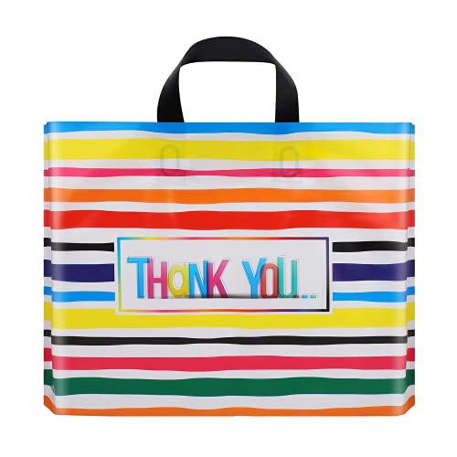 Ruisita 60 Stück wiederverwendbare Geschenktüten mit Dankeschön, extra dick, Einkaufstasche aus Kunststoff weichen Schlaufengriffen für Boutique, Kleidung, Lebensmittel (mehrfarbig, 30,5 x 38,1 cm) Cover