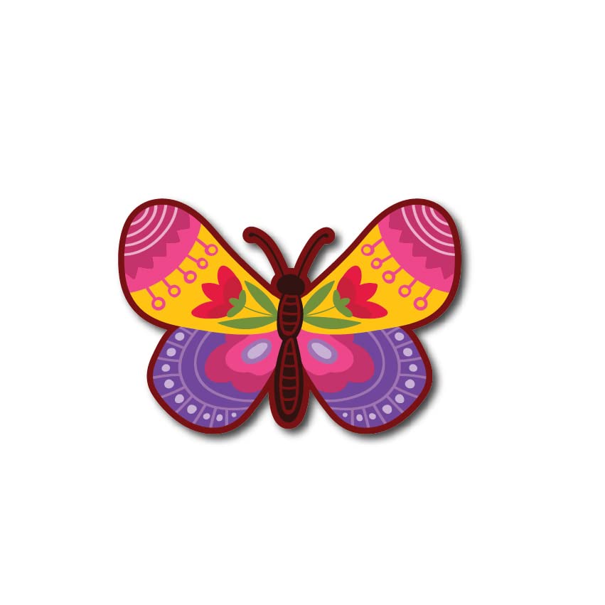 BIRD'S MIND® Floral Butterfly Fridge Magnets for Kids Girls Gift and Home Refrigerator Decoration Multicolored MDF Wooden Fridge Magnet L X H 7 X 5 Cms