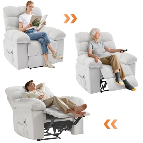 Sillón reclinable masaje Blanco extra ancho miniatura 7