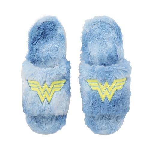 Wonder Woman Embroidered Logo Patch Women's Blue Open-Toed Slippers2