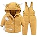 Trajes de Nieve Bebé Invierno Encapuchado Abajo Chaqueta de Nieve + Pantalones de Esquí Abrigo de Plumas 2 Piezas NiñOs Niñas Conjunto de Ropa Amarillo 18-24 Meses
