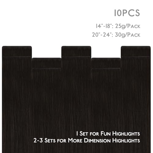 Image of WENNALIFE Invisi Edge Tape in Hair Extensions Human Hair,#2,14 Inch