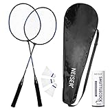 【日本企画】NEISER バドミントンラケット 2本セット 軽量・高耐久 初心者向け 入門モデル [専用ケース＋シャトル3個入り] 国内正規品
