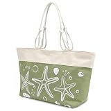 Ropo22 Bolsa Playa y Piscina Grande Con Cremallera y Forro Antiarena. Bolso Playa Mujer De Lona Con Asas Cosidas Sin Anillas. Bolsa De Playa Impermeable Con Bolsillo Interior. Bolsas De Playa (Verde)