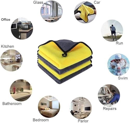 Image of Microfiber Cleaning Cloths for Car and Kitchen | 500 GSM | 30X40CM | All Purpose Softer Highly Absorbent, Wash Cloth for House, Kitchen, Car, Window (Pack of 4)