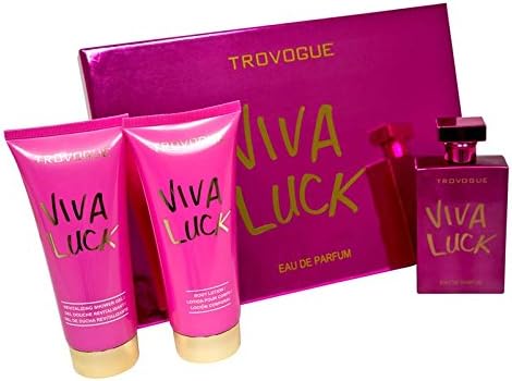 Viva Luck Pink Eau De Parfum Luxury Gift Set for Women (Body Lotion, Shower Gel, Perfume) Long-Lasting, Designer Fragrance, 3.4 fl. oz./100 ml, 3 Count