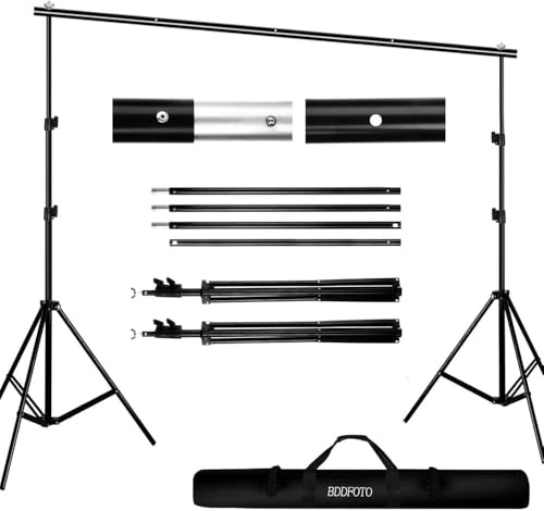 BDDFOTO Soporte de Fondo Ajustable 2x3 m para Fotografía y Vídeo, Kit de Estudio con Barras Transversales y Bolsa de Transporte