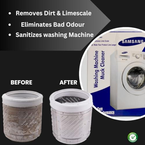 Image of Quick Washing Machine Descale Cleaning Powder Compatible For All Samsung-Front Load & Top Load Washers - 100 GM X 4 Pack, Effective Drum Cleaner & Descaling Solution inch