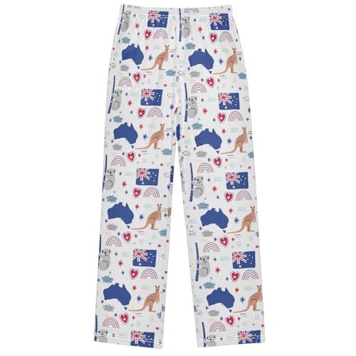Boy's Pants Australia Kangaroo Koala Flag Jogger Pants Elastic Waist Long Bottoms Trousers with Pockets 6-14 Years