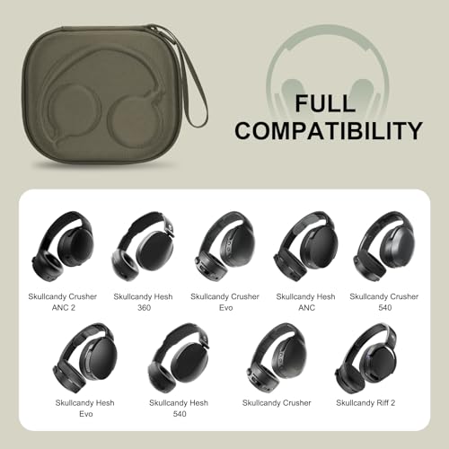 Image of Hard Case for Skullcandy Bluetooth Headphone, Army Green(Case Only) | for Skullcandy Crusher ANC 2 /Crusher Evo /Crusher 1080 /Crusher 720 /Crusher /Crusher 540 /Hesh ANC /Hesh Evo /Hesh 540 Headphones