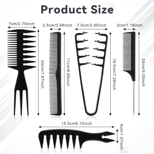 Image of MAYCREATE 5Piece Hair Styling Comb Set for Men and Women with Texture Comb Wide Tooth Combs for Volume Detangling Root Lift and Daily Grooming