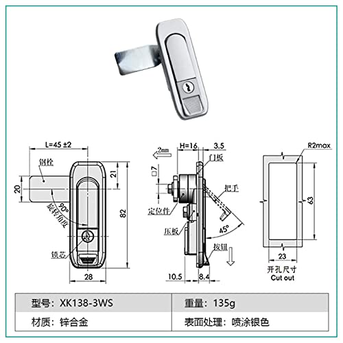 Cerradura de leva para panel eléctrico con llave en color blanco 3