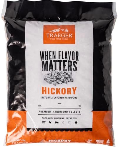 Traeger Grills Hickory 100% All-Natural Wood Pellets for Smokers and Pellet Grills, BBQ, Bake, Roast, 18 lb. Bag