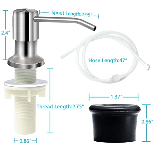 Image of Soap Dispenser for Kitchen Sink, Brushed Nickel Countertop Soap Dispenser Pump, 47 inch Silicone Extension Tube Connect to The Soap Bottle Directly, Say Goodbye to Frequent Refills (Brushed Nickel)