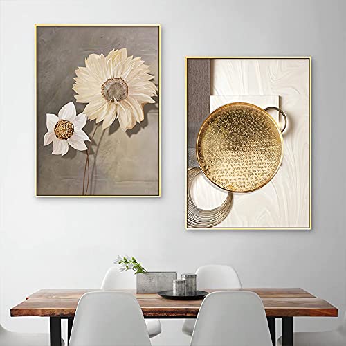 Affiches murales géométriques dorées 50x75cm lot de 2 pour salon