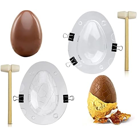 EPODA 2pcs Easter Egg Mould, 3D Dinosaur Egg Chocolate Mold, Easter Moulds, 3D Breakable Easter Egg, Chocolate Egg Mould, Dinosaur Egg Mould Cover