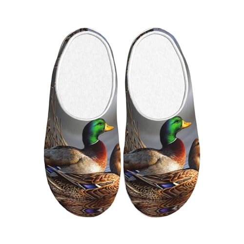 Pantoufles colvert EdWal antidérapantes et chaudes en peluche d'hiver