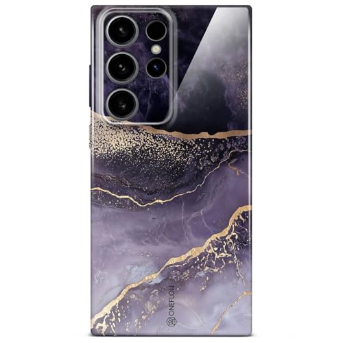 Coque rigide pour Samsung Galaxy S24 Ultra motif marbre violet et doré