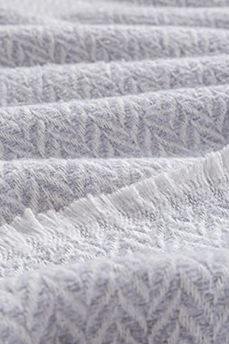 Todocama - Manta de algodón Extra Suave, Cuatro Estaciones, Colcha Multiusos sofá, Plaid para Cama, Manta Foulard, cubrecama, cubresofá. (180x240cm, Gris Claro), PRCMAMSGRCL180X240 - imagen 3
