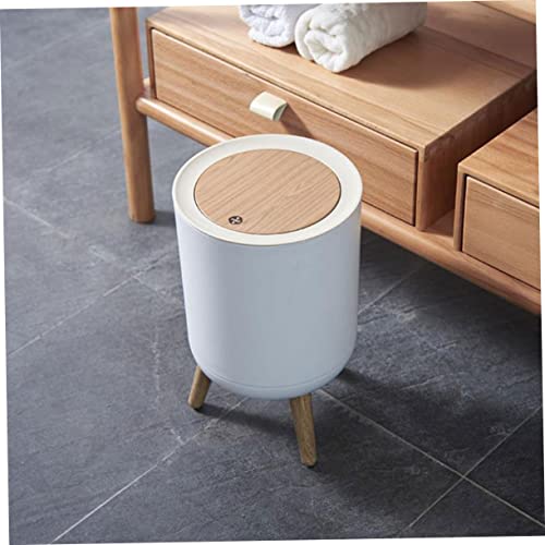 DIKACA 1 Stück Holzoptik Müllbehälter mit Druckverschluss Praktischer Abfalleimer für Haushalt und Hygienisch für Wohnen mit Hoher Standfüße für Müheloses Entsorgen von Abfall – Bild 5