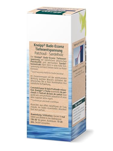 Kneipp Bade-Essenz Tiefenentspannung - Badeöl mit natürlichem ätherischen Patchouliöl & wertvollem Sandelholzextrakt für tiefe Entspannung & Ruhe - ohne Mikroplastik - 100ml