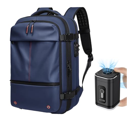 Lunapack Backpack, Lunapack Backpack with Compression, Detachable/Extendable 2 Styles Luna Pack Vacuum Pro 60L Large-Capacity (B, Blue+Pump)