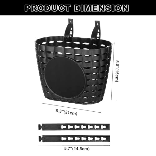 Kids Bike Basket with Adjustable Straps Design, Bicycle Basket, Basket for Kids, Toddler Bike Baskets, Bike Accessories (Black B)