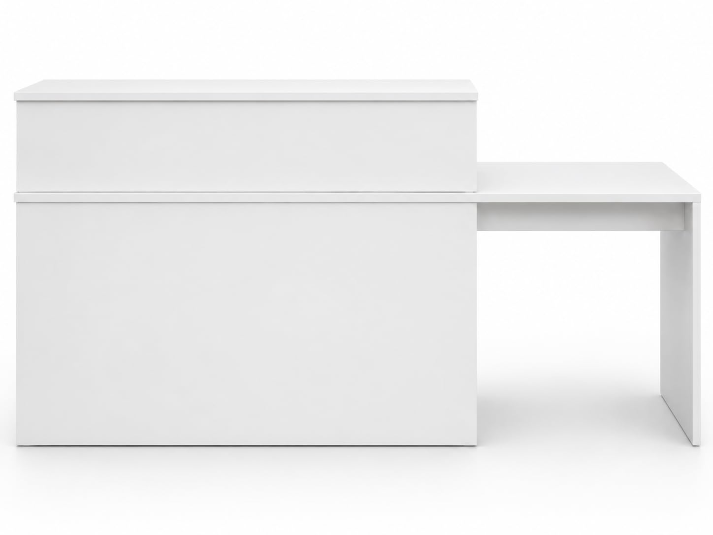 Mostrador de Recepción, Adaptable para Minusválidos. Modelo Apolo Oficina (Blanco, 120+80 cm)