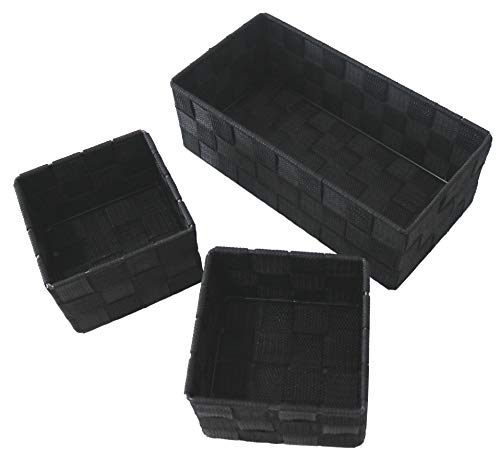 Clay Roberts Storage Baskets, 3 Pack, Black, Small Storage Baskets for Cupboards, Bathrooms and Shelves