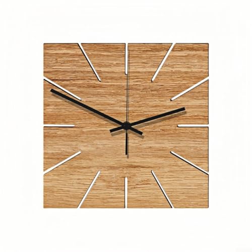 Image of YJDOORPLAY Wooden Wall Clock 12 Inch Silent Non-Ticking Quartz Movement, Rustic Brown Round Design with Unique Handcrafted Finish, Accurate Timekeeping Home Office Bedroom Living Room Kitchen(Square)