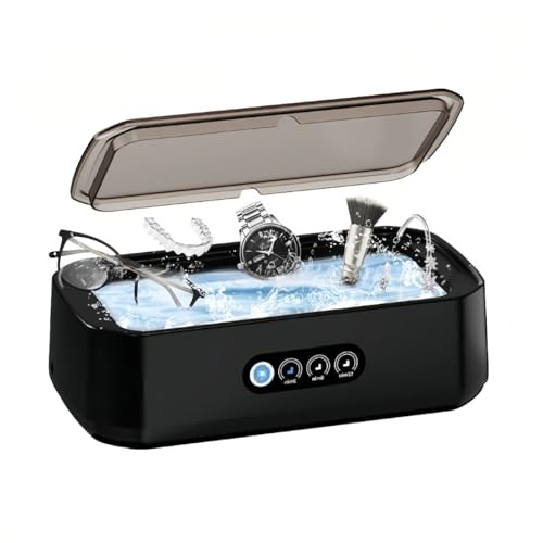 【Amazon.co.jp限定】超音波洗浄機 650ml大容量 55000Hz強力洗浄 3段階タイマー メガネ・貴金属・入れ歯対応 日本語説明書付 ホワイト (ちょうおんば洗浄機/メガネクリーナー/眼鏡洗浄機としても優れた性能) (ブラック)