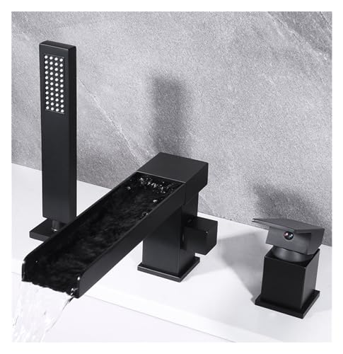 Grifo de bañera cascada de tres orificios con grifería mezcladora fría y caliente para baño moderno 3