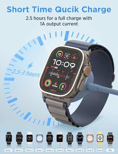Image of 2026 Upgraded for Apple Watch Charger USB Magnetic Fast Charging Cable Portable Wireless Charging Accessories Compatible with iWatch Series 11 /10 /9 /8 /7 /6 /5 /4 /3 /2 Ultra 3 /2 /SE-Blue