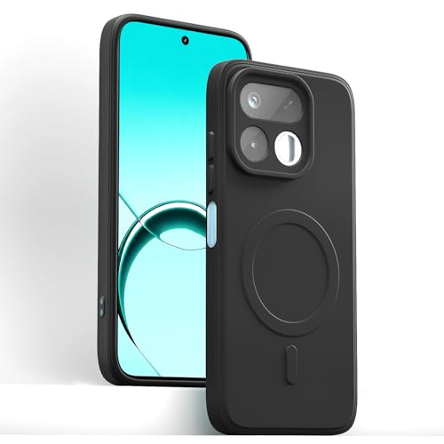 Image of Pikkme Back Cover for Realme 16T 5G Soft Matte Silicone Mag-Safe Design (Mag-Safe Not Support) Camera Protection | Slim Fit Bumper Cover (Black)