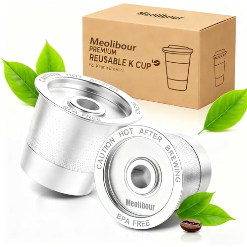 Meolibour 2 Pack Reusable K Cups Coffee Pods for Keurig 1.0: Stainless Steel Refillable K Cup - Reusable Coffee Filter for Keurig 1.0 Coffee Maker, Eco-Friendly, Innovative Design