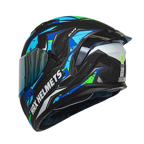 Hax Obsidian Full Face Dual Visor Adult Motorcycle Helmet For Motorbike Street Bike With Pinlock Ready Dot Approved (Blaze Blue,M) #TOP2