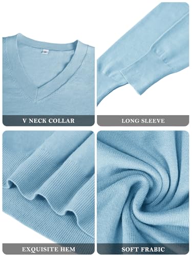 Image of Women's Spring Sweaters 2026 Casual Long Sleeve Pullover V Neck Lightweight Sweatshirts Cute Blouse Tops