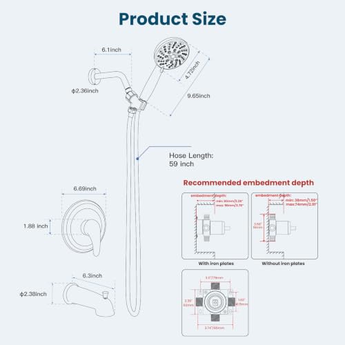 gotonovo Tub Shower Faucet Set with Valve 6 Mode Handheld Oil Rubbed Bronze by gotonovo - Used condition - Image 8