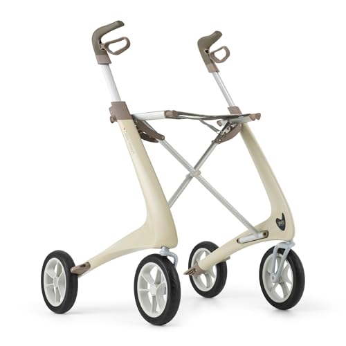 Image of byACRE Carbon Ultralight Rollator Walker, 10.6 lbs, Oyster White, Regular