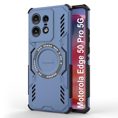 Image of Zapcase Back Case Cover for Motorola Edge 50 Pro 5G | Magnetic Case with Built-in Metal Ring | Supports MagSafe Charger, Wallet & Car Mount | Shockproof Hybrid PC + TPU | Blue