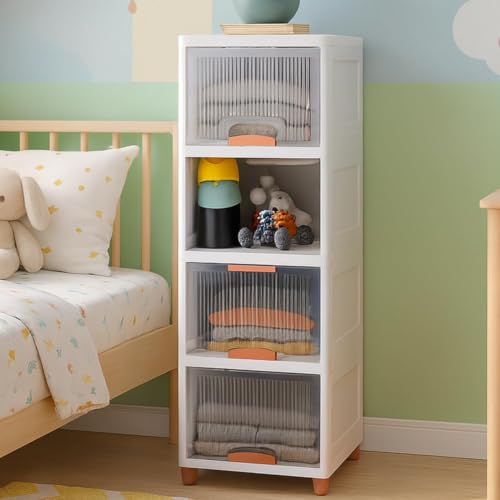 Image of HOMIFLY 4 Tier Foldable Plastic Cloth Rack for Storage /Kitchen Cupboard /Versatile & Sturdy Wardrobe for Clothes /Storage Organizer /Closet for Bedroom /Living Room /Laundry Room /Study(Transparent)