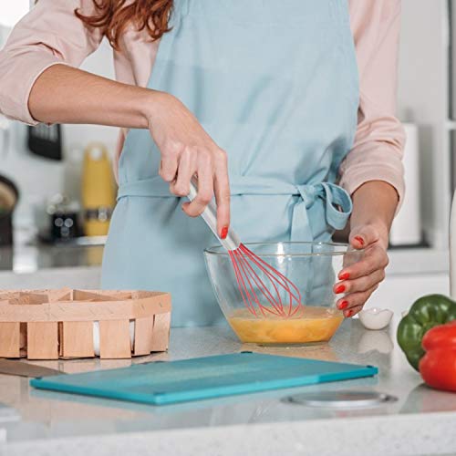 Kufung Kitchen Silicone Whisk, Balloon Mini Wire Whisk, Stainless Steel & Silicone Non-Stick Coating Hand Egg Mixer, For Blending Whisking Beating Stirring Cooking Baking (Red, 10 Inch) #TOP6