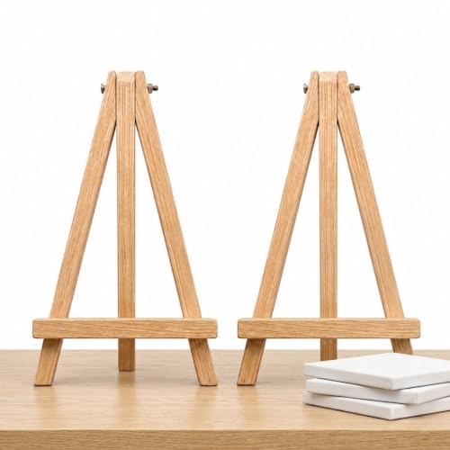 Image of Grandink 12 Inch A Frame Wooden Easel Stand 9mm (Set of 2) | Durable handmade mini easel stands for painting, canvases, photos, presentations, and tabletop displays at home or events.