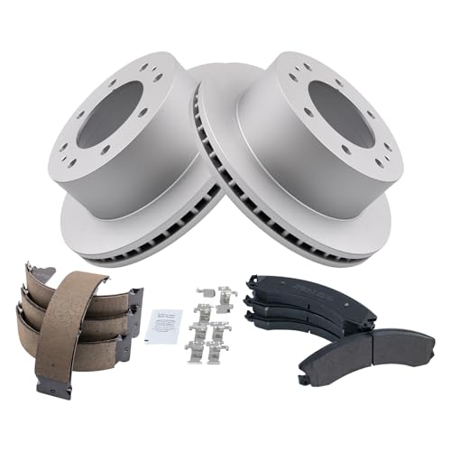 Image of TRQ Rear Brake Pad & Rotor Kit Premium G-Coated Semi-Metallic Compatible with 2016-2019 Chevrolet Suburban 3500 HD