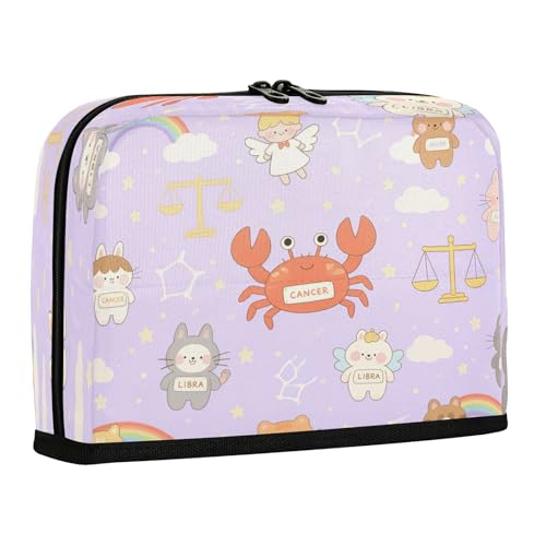 miaozhen Federmäppchen mit großem Fassungsvermögen, Make-up-Tasche, Mehrzweck-Schreibwaren, Federmäppchen für Lehrer, Schule, Tiere, Krabbe, Kaninchen, Waage, Flieder, Cartuchera para lapices