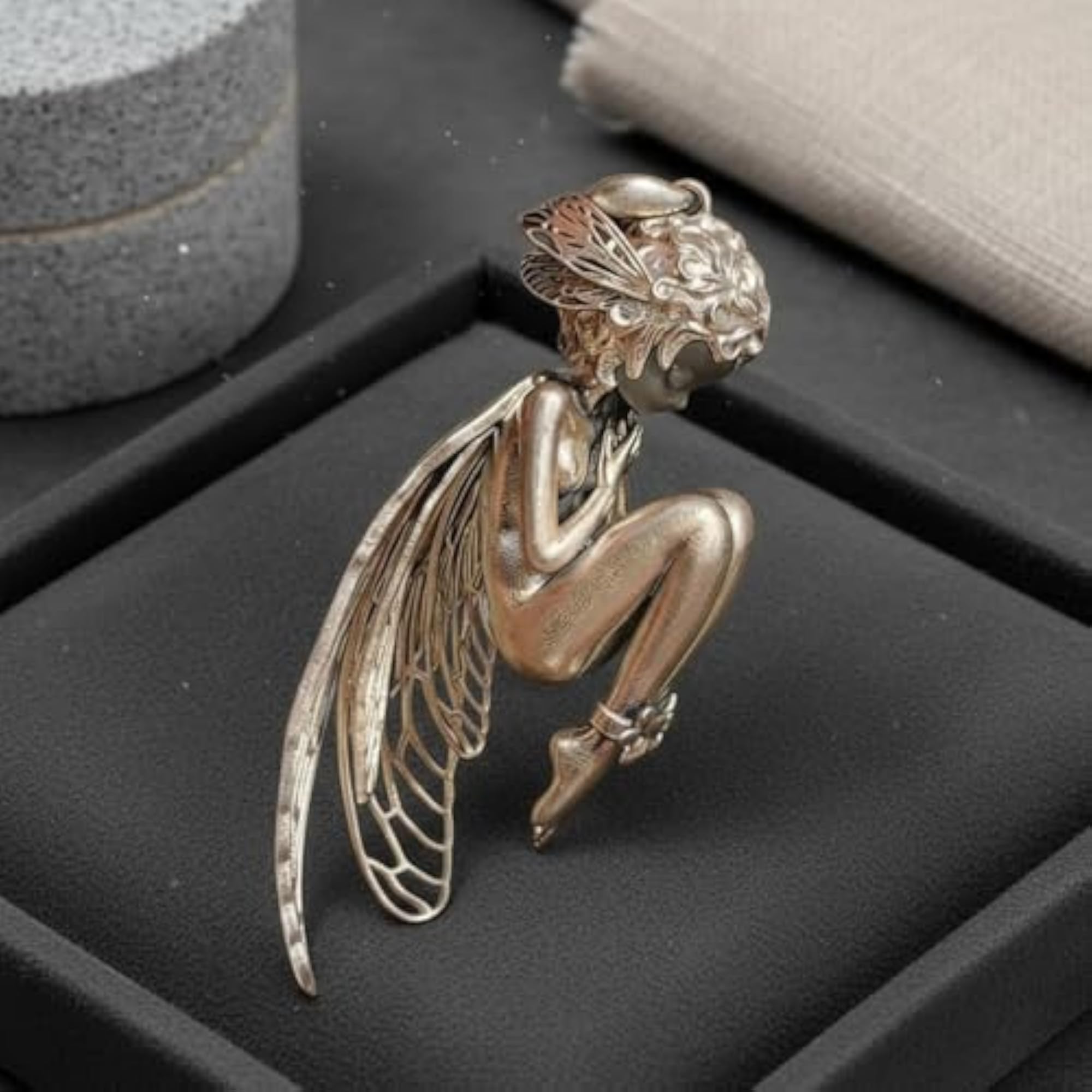 Delicate Filigree Wings Silent Angel Charm Pendant