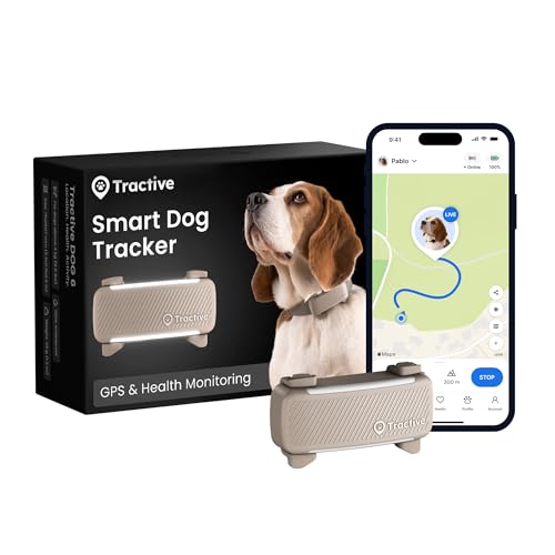 Tractive Smart Dog Tracker | 2025 Edition | Real-time GPS Tracking | Escape & Health Alerts | Vitals Monitoring | Market Leader (Brown)