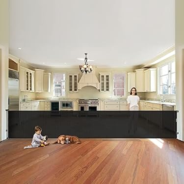 AMAZON - 150 Inch Extra Wide Retractable Baby Gates for Large Openings Extra Long Baby Gates for Doorways Large Dog Gate for The House Extra Wide Indoor Outdoor Pet Gates for Dogs, Black
