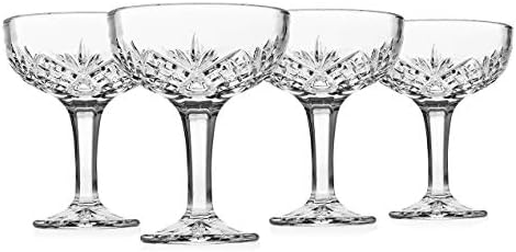 Godinger Champagne Coupe Barware Glasses - Set of 4, 6oz, Dublin Crystal Collection